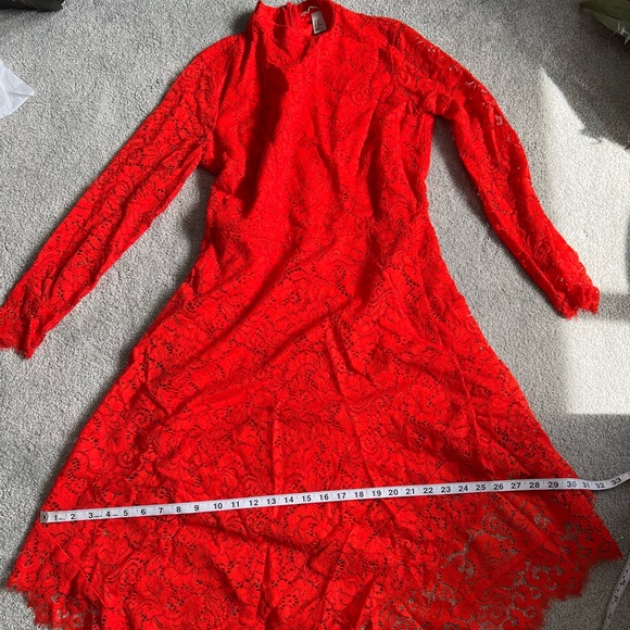 H&M orange lace asymmetric dress sz 10 - Picture 11 of 12